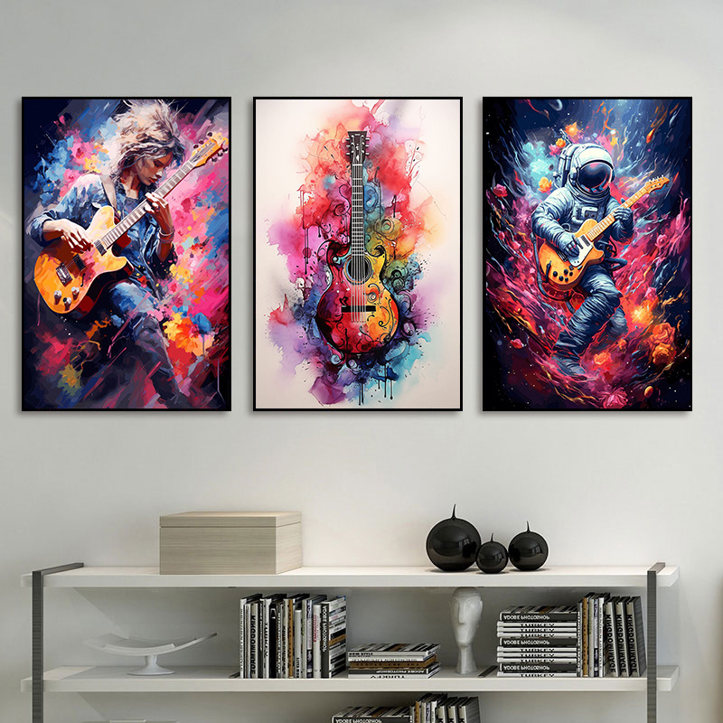 Frameless Abstract Colorful Ar - Picture Of Musical Instrument 评论和价格